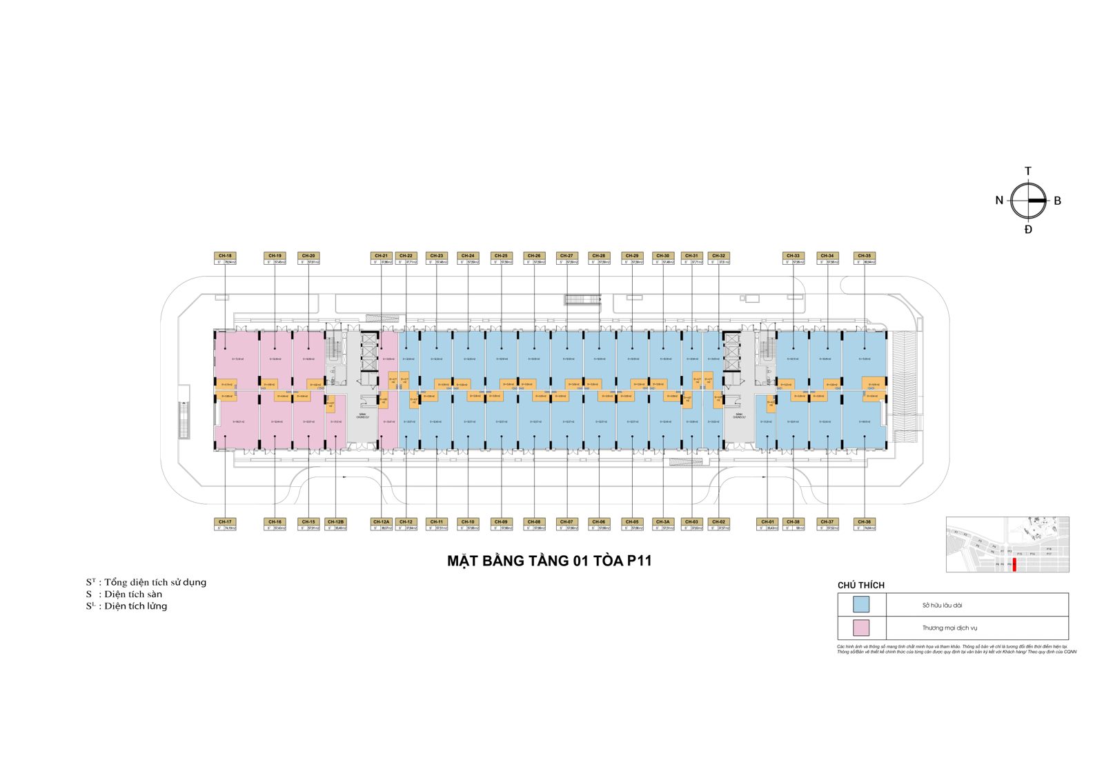 Mặt bằng Tòa P10 · Căn hộ 2PN 62.3m² 3