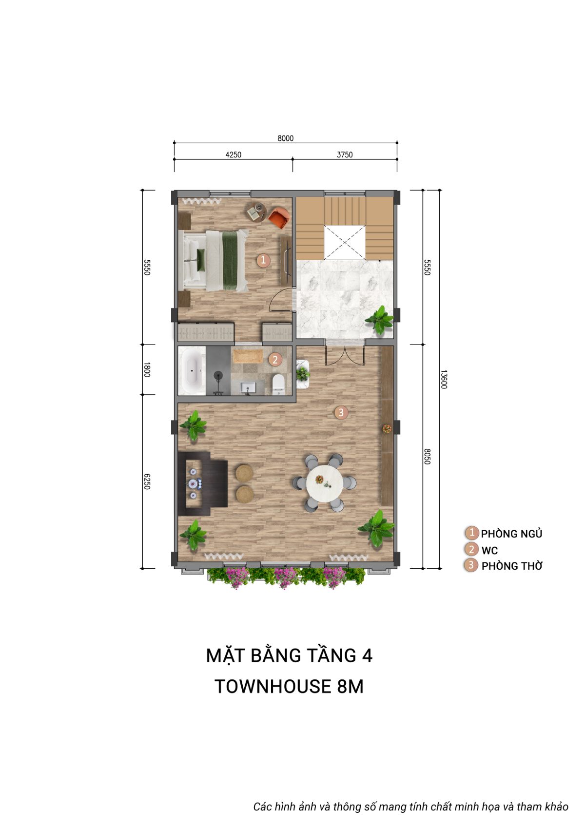 Mặt bằng Liền kề LK18 · Mặt tiền 8m (8×13) 3